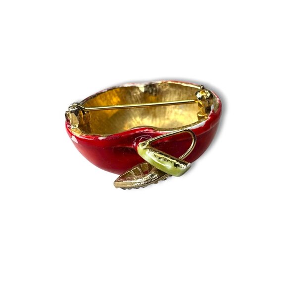 HAR Hargo Creations Red Enamel Apple Pin Mid Century 1.74" x 1.48" - Picture 7 of 11